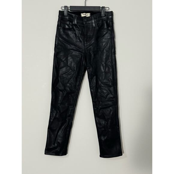 NWT Madewell Petite Stovepipe Jeans in True Black Wash: Coated Edition Size 26P - Picture 4 of 12